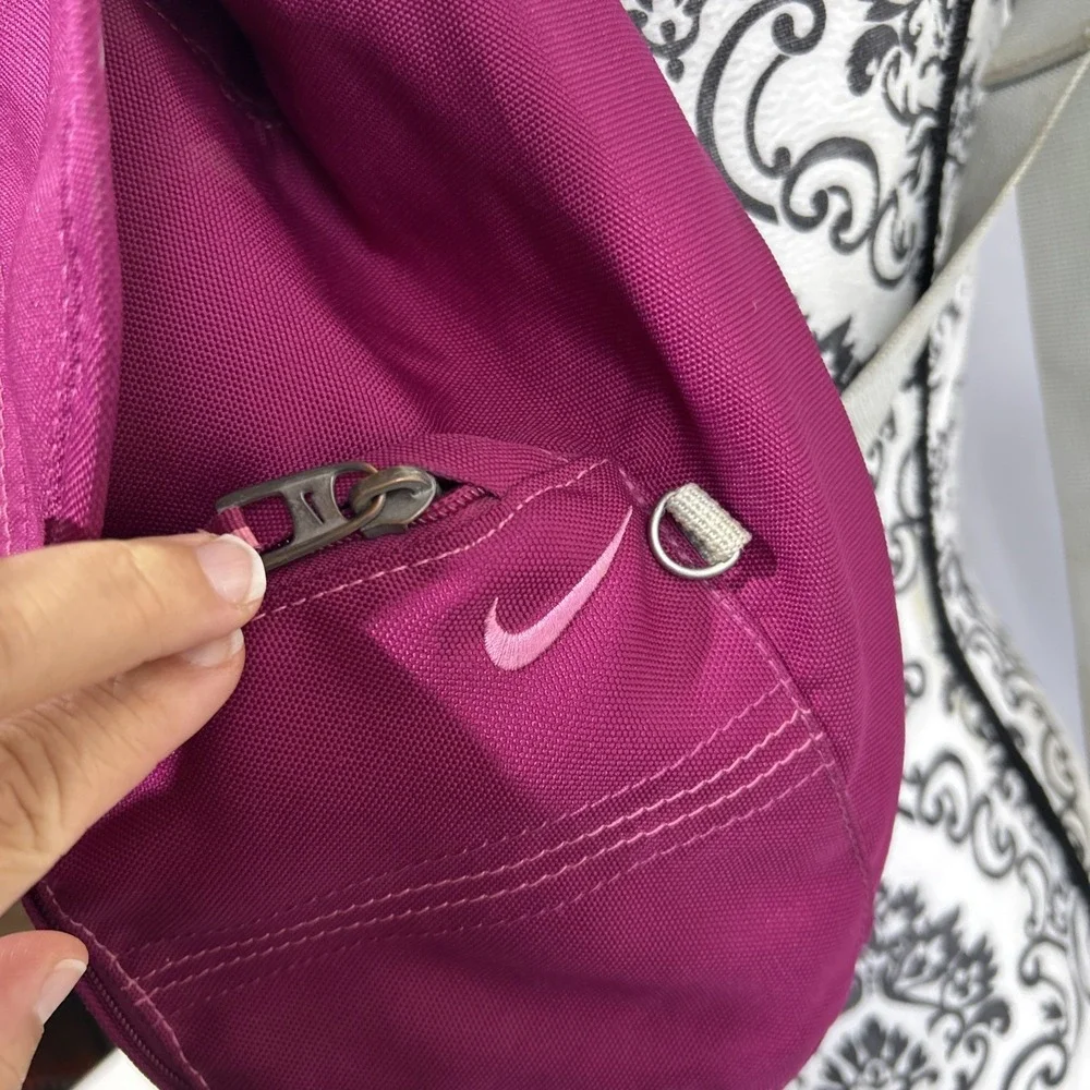 Vintage 90's Nike Small Backpack Fabric Drawstring Swoosh Logo Pink Purple
